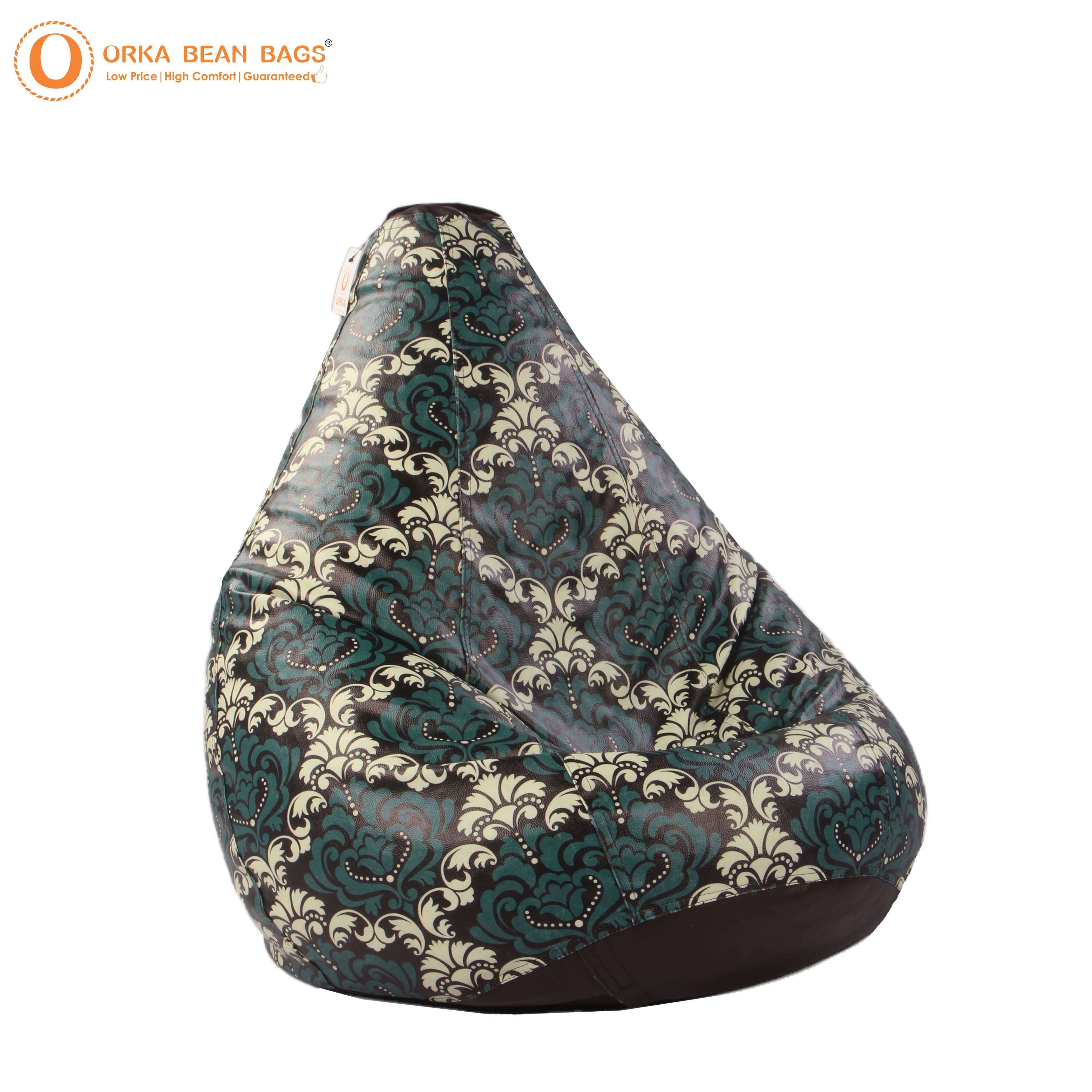 Orka Digital Printed Seamless Retro Floral XXXL Bean Bag Filled With Beans